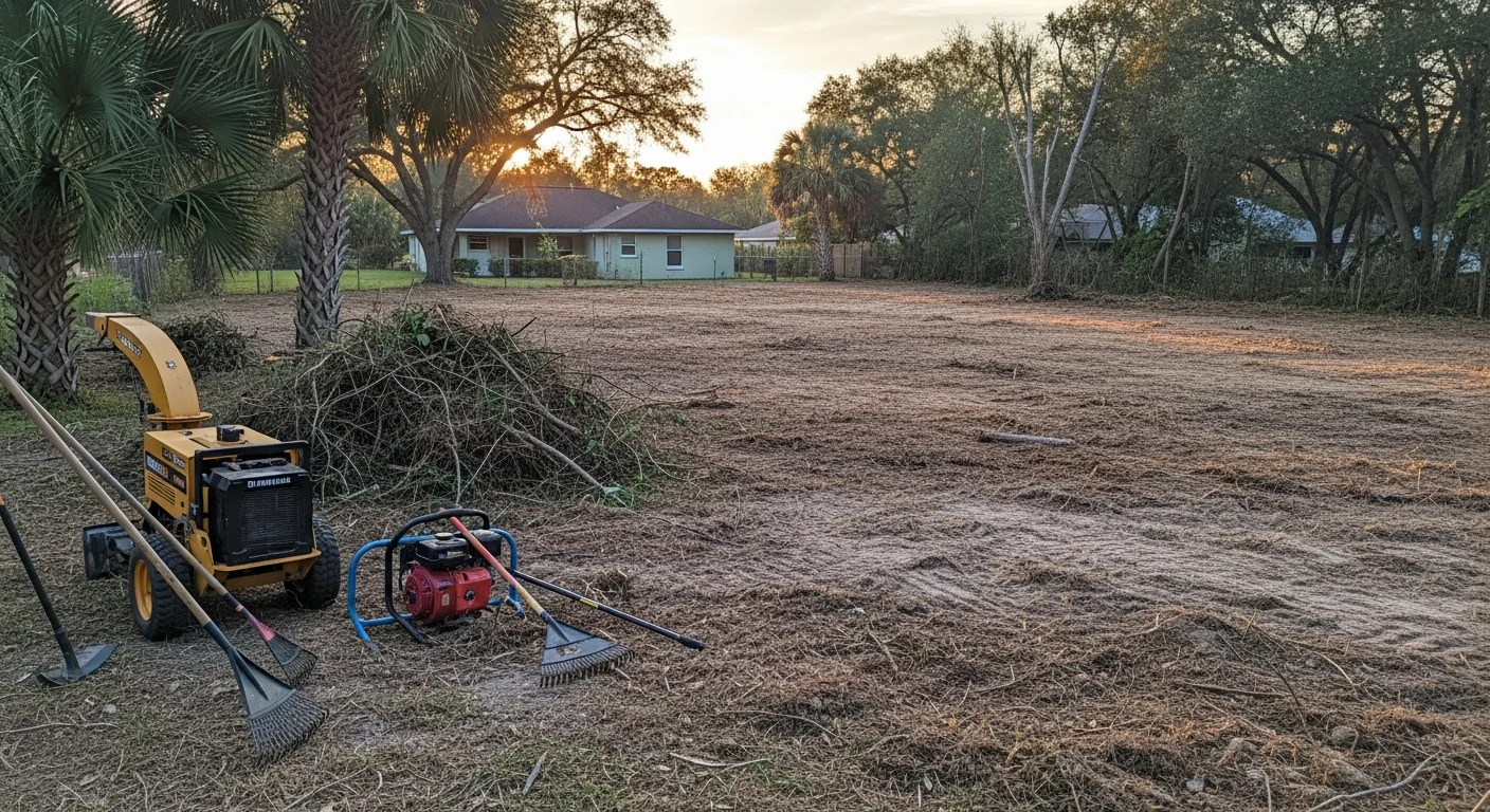 Cleared residential lot ready for landscaping or construction